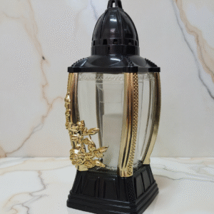 Znicz Lampion Elegancki Czarno-Złoty ze Zdobieniem I AW-DECOR