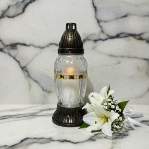 Lampion Funeralny Brązowy z Złotem | Elegancki Hołd