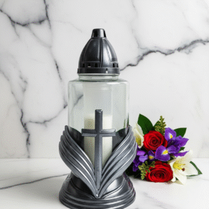 Znicz nagrobny z krzyżem – Elegancki, marmurowy | AW-DECOR